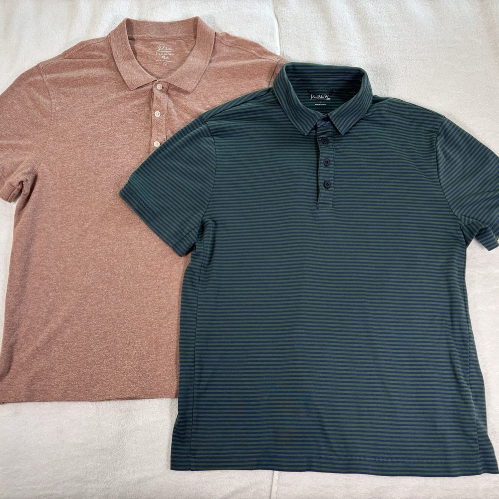 J. Crew Factory Men's Two-Pack Polo Shirts - Rust & Dark Teal Stripe